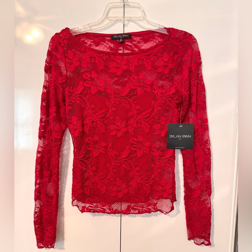 NWT Dylan Ryan Red Lace Women's Top